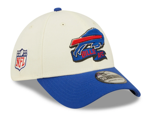 Men's Buffalo Bills New Era Cream/Royal 2022 Sideline 39THIRTY Flex Hat