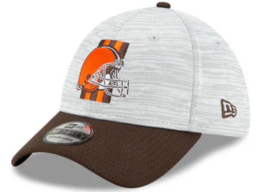 Cleveland Browns 2021 Training Camp On Field Gray/Brown New Era 39THIRTY Flex Fit Hat