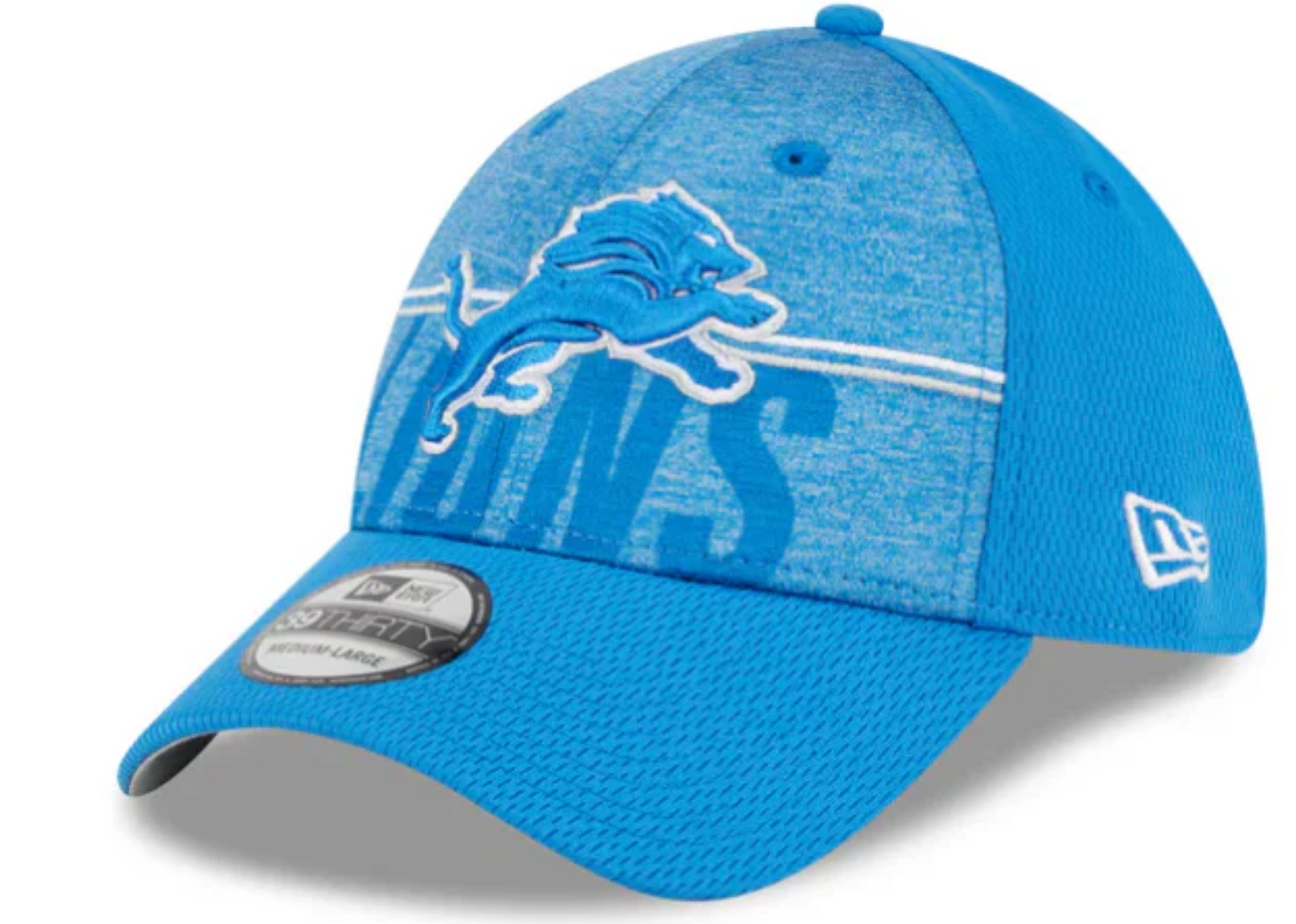 Men's Detroit Lions New Era NFL 2023 Training Camp Blue Primary Logo 39THIRTY Flex Fit Hat