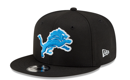 Detroit Lions New Era Black 24 Primary Logo Basic 9FIFTY Adjustable Hat