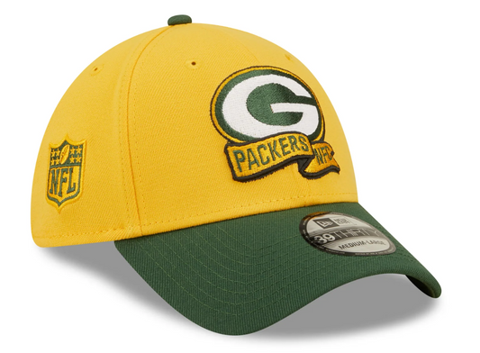 Men's Green Bay Packers New Era Yellow/Green 2022 Sideline 39THIRTY Flex Hat