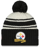 Pittsburgh Steelers New Era Black 2022 NFL Sideline Sport Pom Cuffed Knit Hat - Pro Jersey Sports