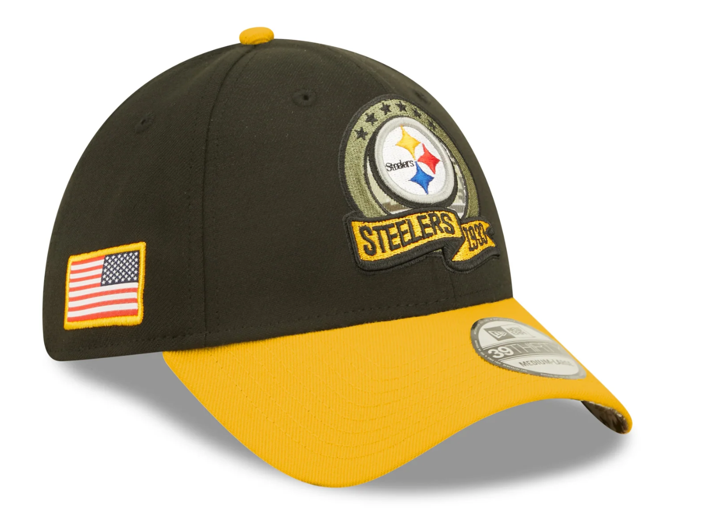 Men's Pittsburgh Steelers New Era Black 2022 Salute to Service 39THIRTY Flex Hat