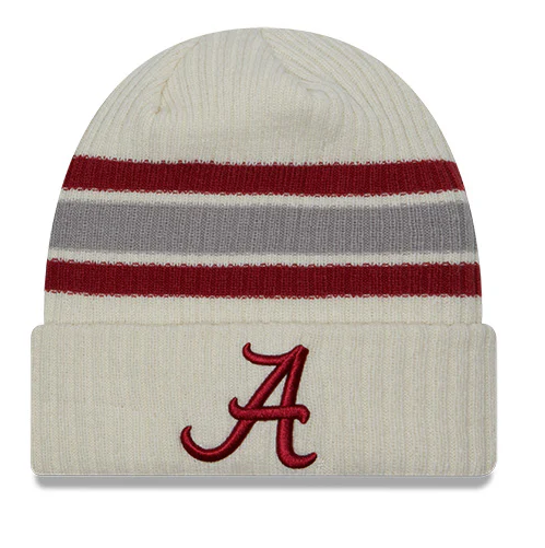 Alabama Crimson Tide New Era Off White Vintage Cuffed Knit Hat