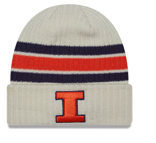 Illinois Fighting Illini New Era Off White Vintage Cuffed Knit Hat