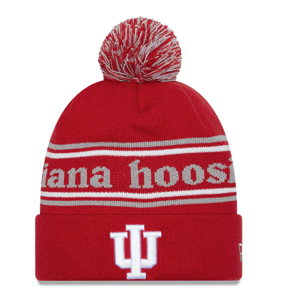 Indiana Hoosiers Red New Era Marquee Cuffed Knit Hat with Pom