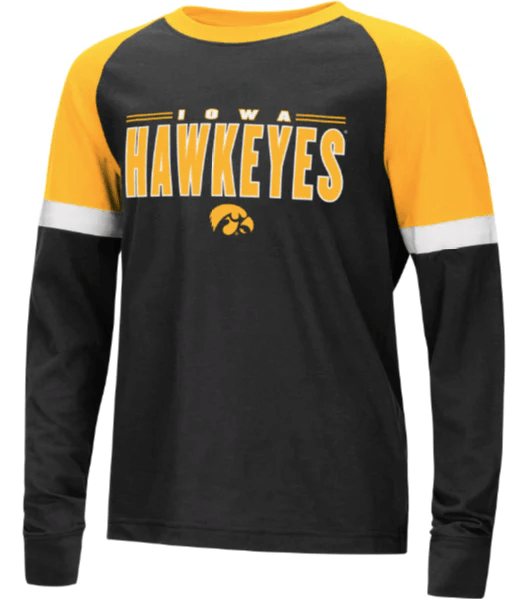 Iowa Hawkeyes Colosseum Youth Ollie Long Sleeve Raglan T-Shirt