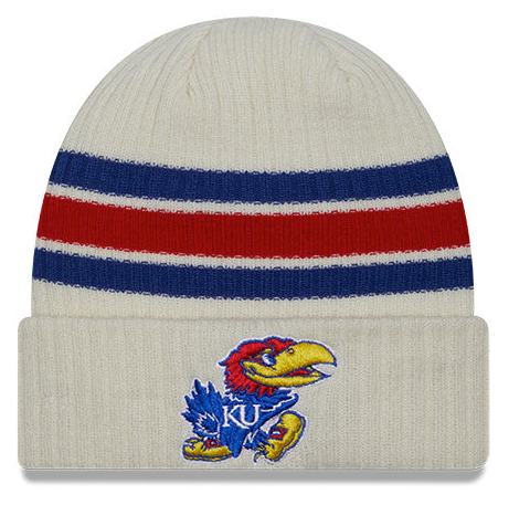 Kansas Jayhawks New Era Off White Vintage Cuffed Knit Hat