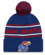 Kansas Jayhawks Blue New Era Marquee Cuffed Knit Hat with Pom - Pro Jersey Sports