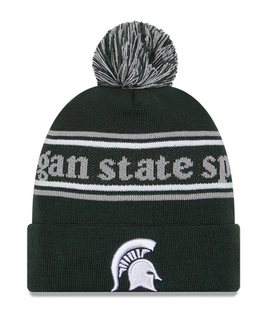 Michigan State Spartans Green New Era Marquee Cuffed Knit Hat with Pom