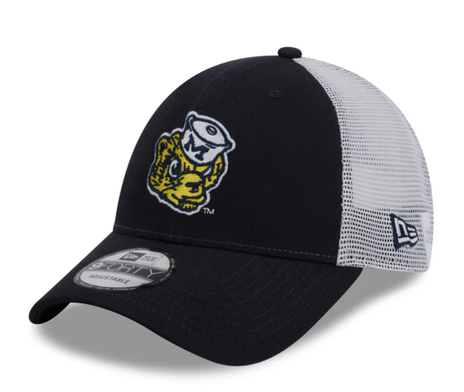 Michigan Wolverines New Era Vault Navy/White Trucker 9FORTY Adjustable Hat