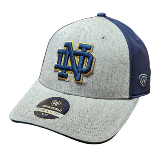 Men's Notre Dame Fighting Irish Top Of the World Navy/Gray Merge Flex Fit Hat