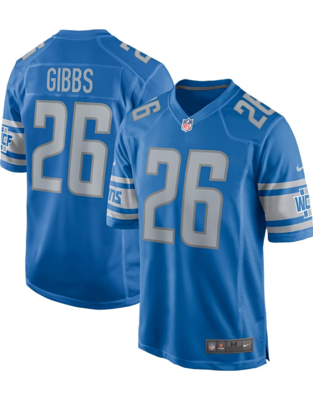 Men's Detroit Lions Jahmyr Gibbs Blue Nike Game Replica Jersey