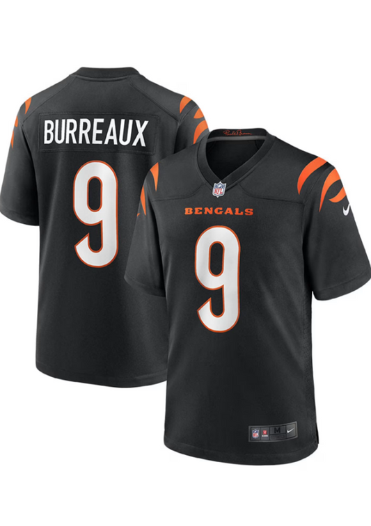 Men's Cincinnati Bengals Joe Burrow "Burreaux" Nick Name Nike Black Game Jersey