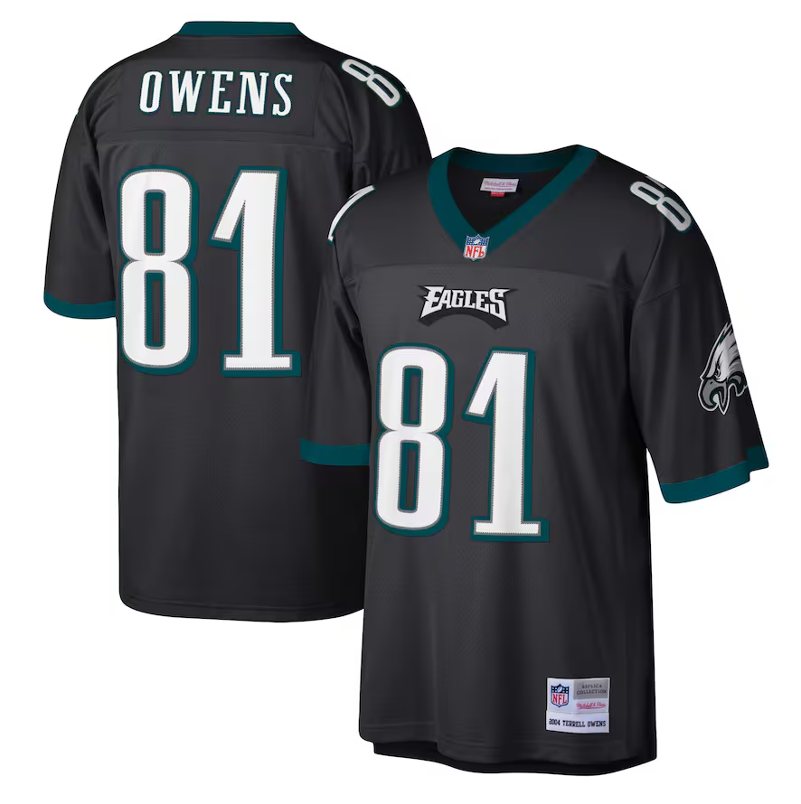 Men's Terrell Owens Philadelphia Eagles 2004 Black Mitchell & Ness Legacy Replica Jersey