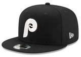Philadelphia Phillies New Era Black Chain Stitch 9FIFTY Snapback Adjustable Hat - Pro Jersey Sports
