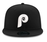 Philadelphia Phillies New Era Black Chain Stitch 9FIFTY Snapback Adjustable Hat - Pro Jersey Sports