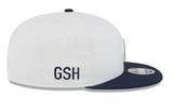 Men's Chicago Bears New Era White/Navy Secondary Logo 2025 NFL Training Camp Split Panel 9FIFTY Snapback Hat - Pro Jersey Sports