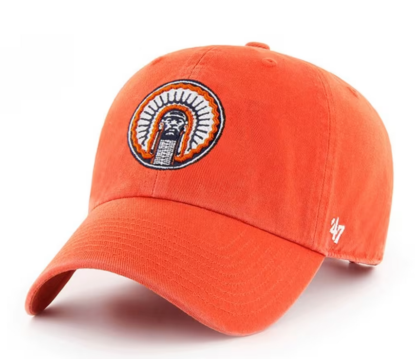 Illinois Fighting Illini Orange Chief Logo Cleanup Adjustable Hat By '47 brand - Pro Jersey Sports