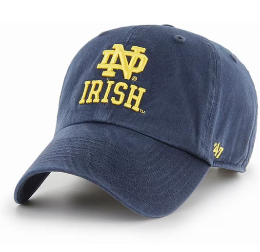 Notre Dame Fighting Irish Navy Cleanup Adjustable Hat By '47 brand - Pro Jersey Sports