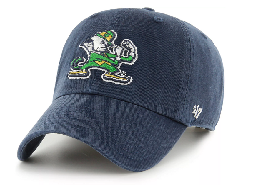 Notre Dame Fighting Irish Navy " Leprechaun" Cleanup Adjustable Hat By '47 brand - Pro Jersey Sports