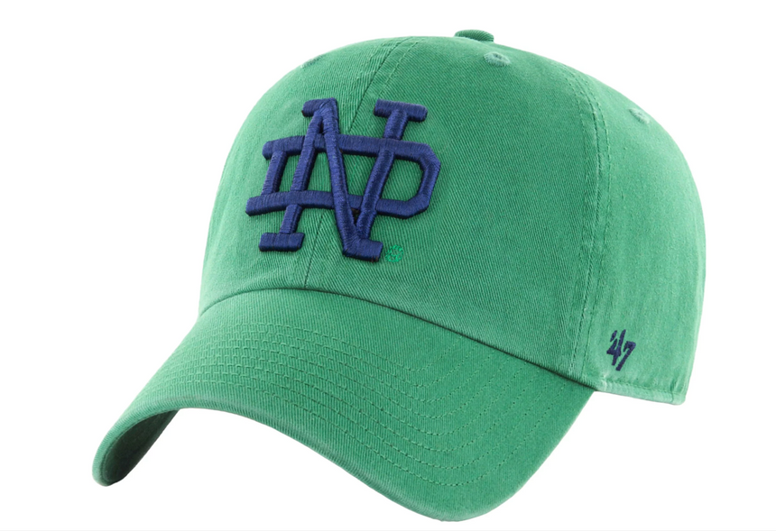 Notre Dame Fighting Irish Green " ND" Cleanup Adjustable Hat By '47 brand - Pro Jersey Sports