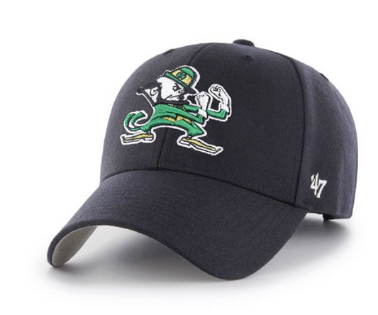 Notre Dame Fighting Irish Navy " Leprechaun" MVP Adjustable Hat By '47 brand - Pro Jersey Sports