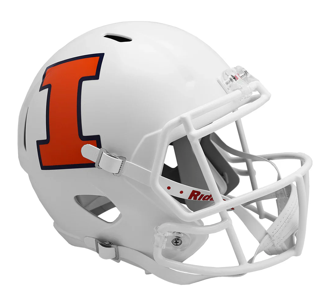 Illinois Fighting Illini White Riddell Replica Full Size Speed Helmet - Pro Jersey Sports