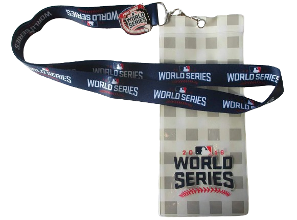 Chicago Cubs 2016 World Series Ticket lanyard with I was there pin