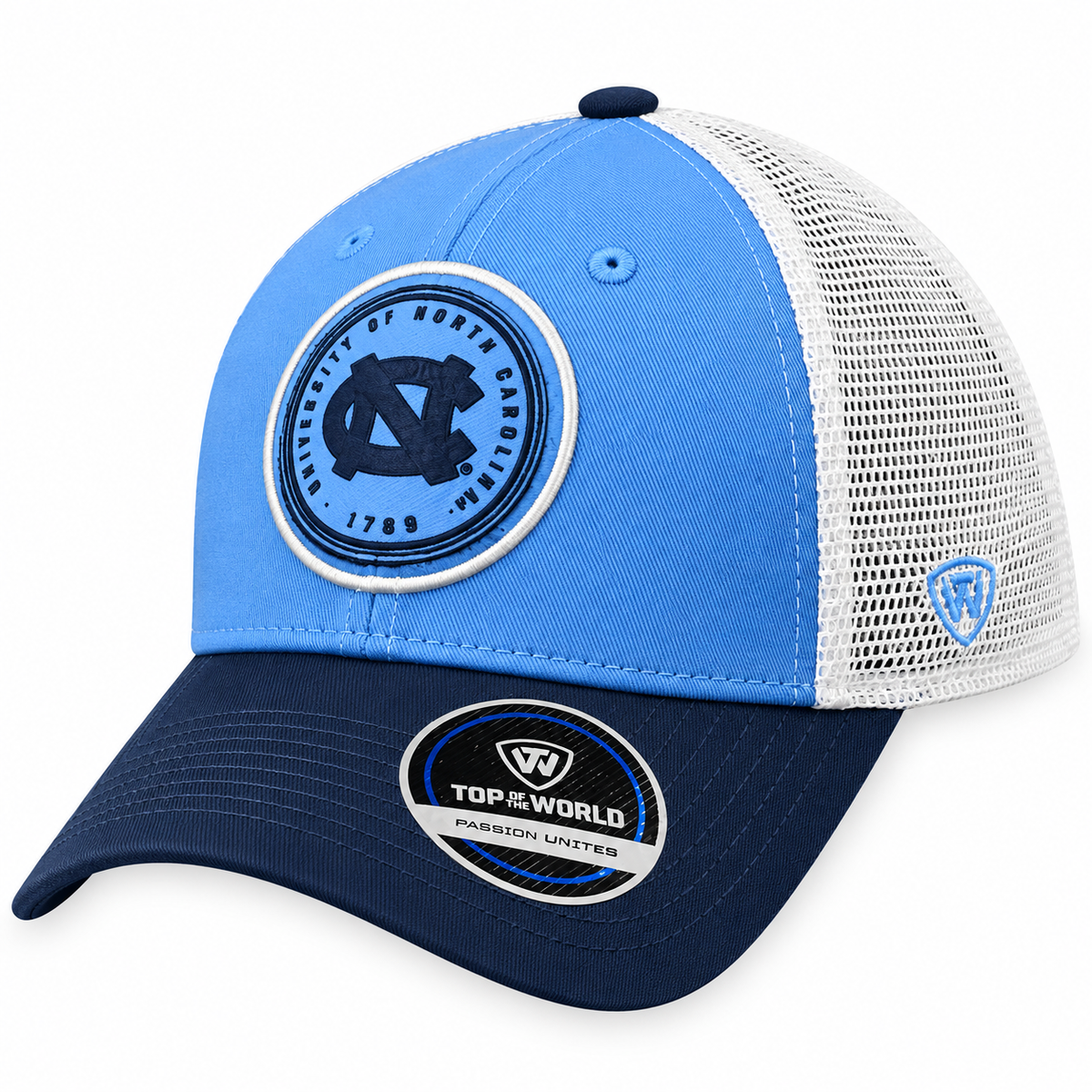 Top of the World Men's North Carolina Tar Heels Blue/White Iconic Adjustable Trucker Hat