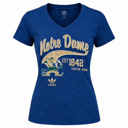 Notre Dame Adidas Ladies Navy Fearless V-Neck T-Shirt