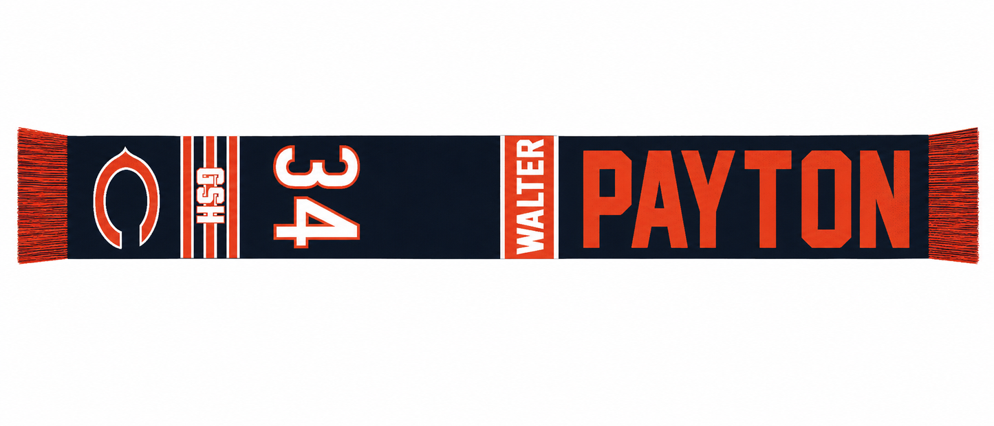Chicago Bears Walter Payton #34 Retired Player Acrylic Scarf, Team Color-Forever Collectibles