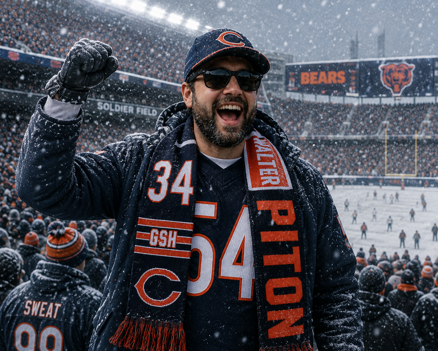 Chicago Bears Walter Payton #34 Retired Player Acrylic Scarf, Team Color-Forever Collectibles