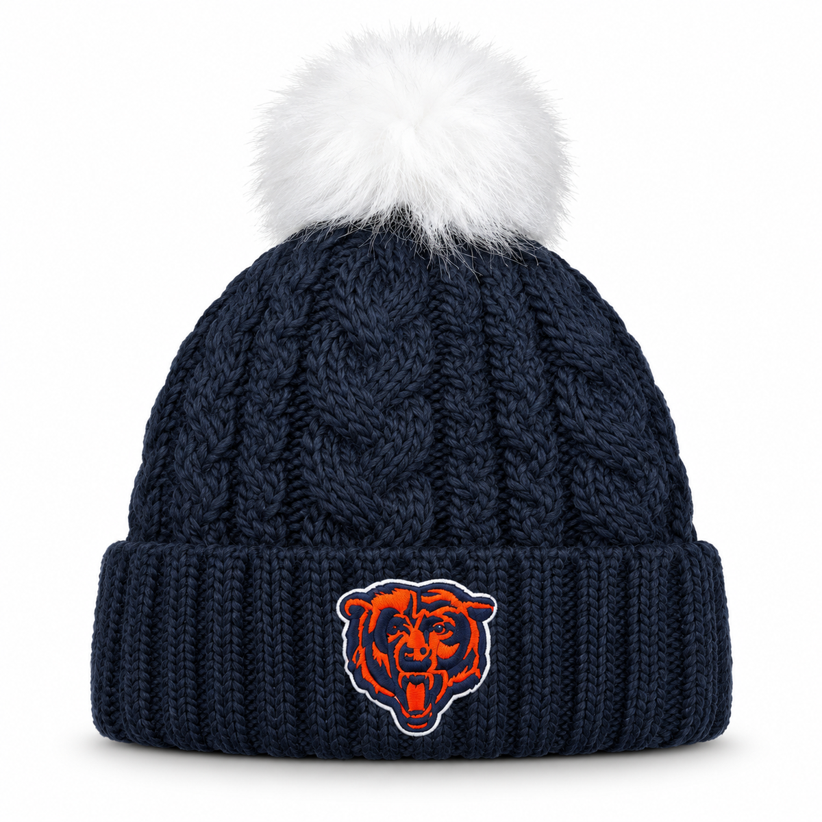 Women's Chicago Bears New Era Navy Sport Pom Cuffed Knit Hat