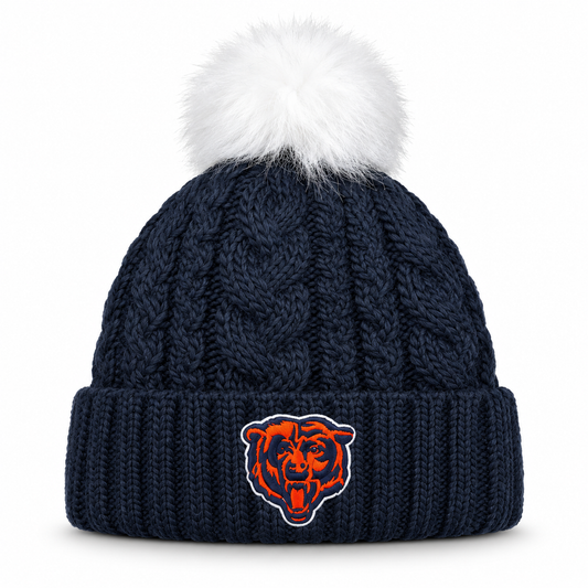Women's Chicago Bears New Era Navy Sport Pom Cuffed Knit Hat