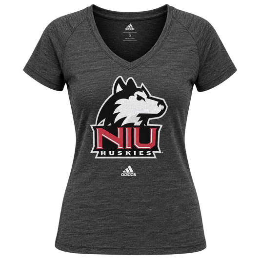Women's adidas Gray Northern Illinois Huskies Classic Primary Tri-Blend V-Neck T-Shirt