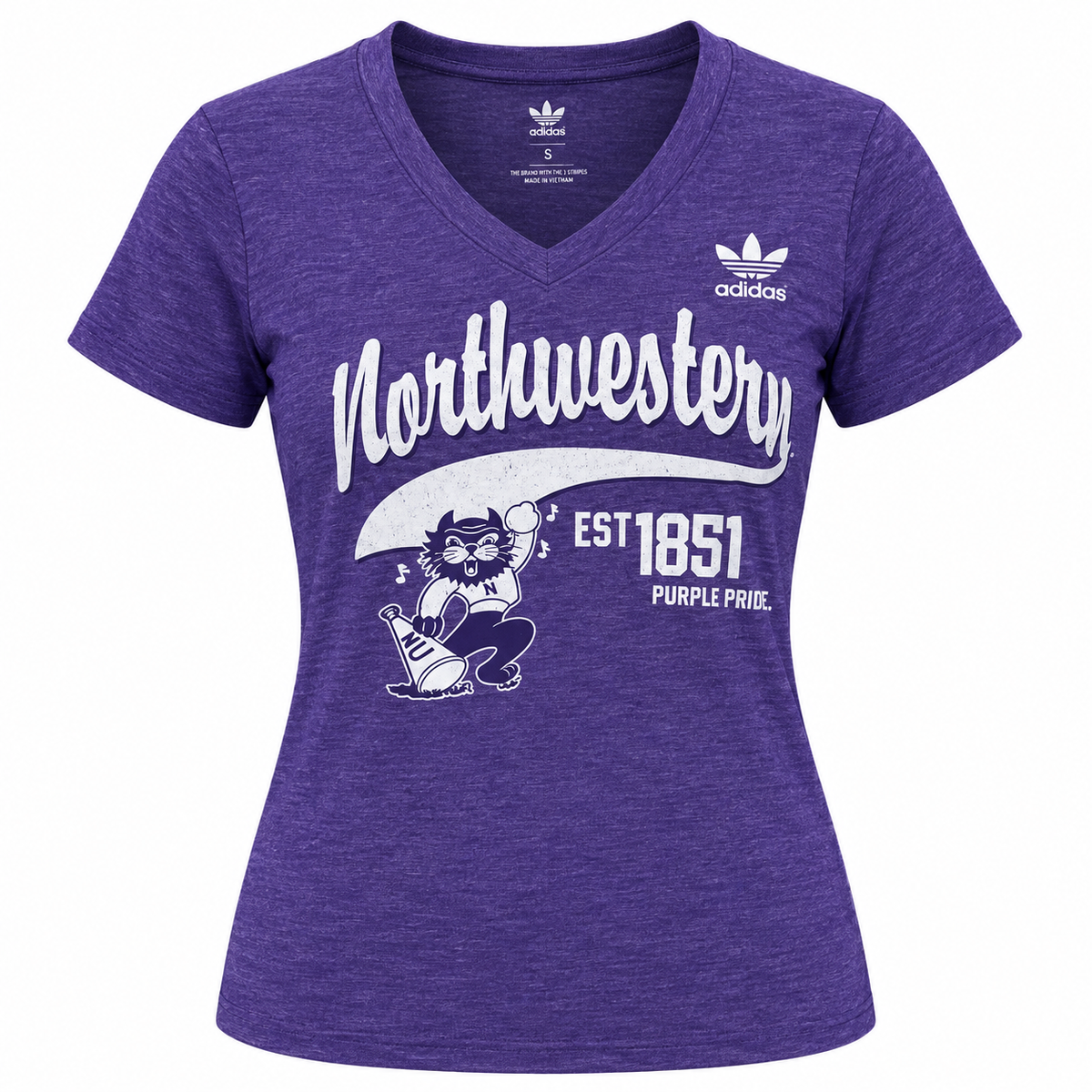 Women's adidas Purple Northwestern Wildcats Fearless Tri-Blend V-Neck T-Shirt