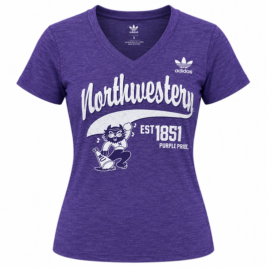 Women's adidas Purple Northwestern Wildcats Fearless Tri-Blend V-Neck T-Shirt