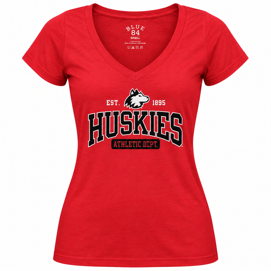 Womens NCAA Northern Illinois Huskies Red Athletic Department V-Neck Tee