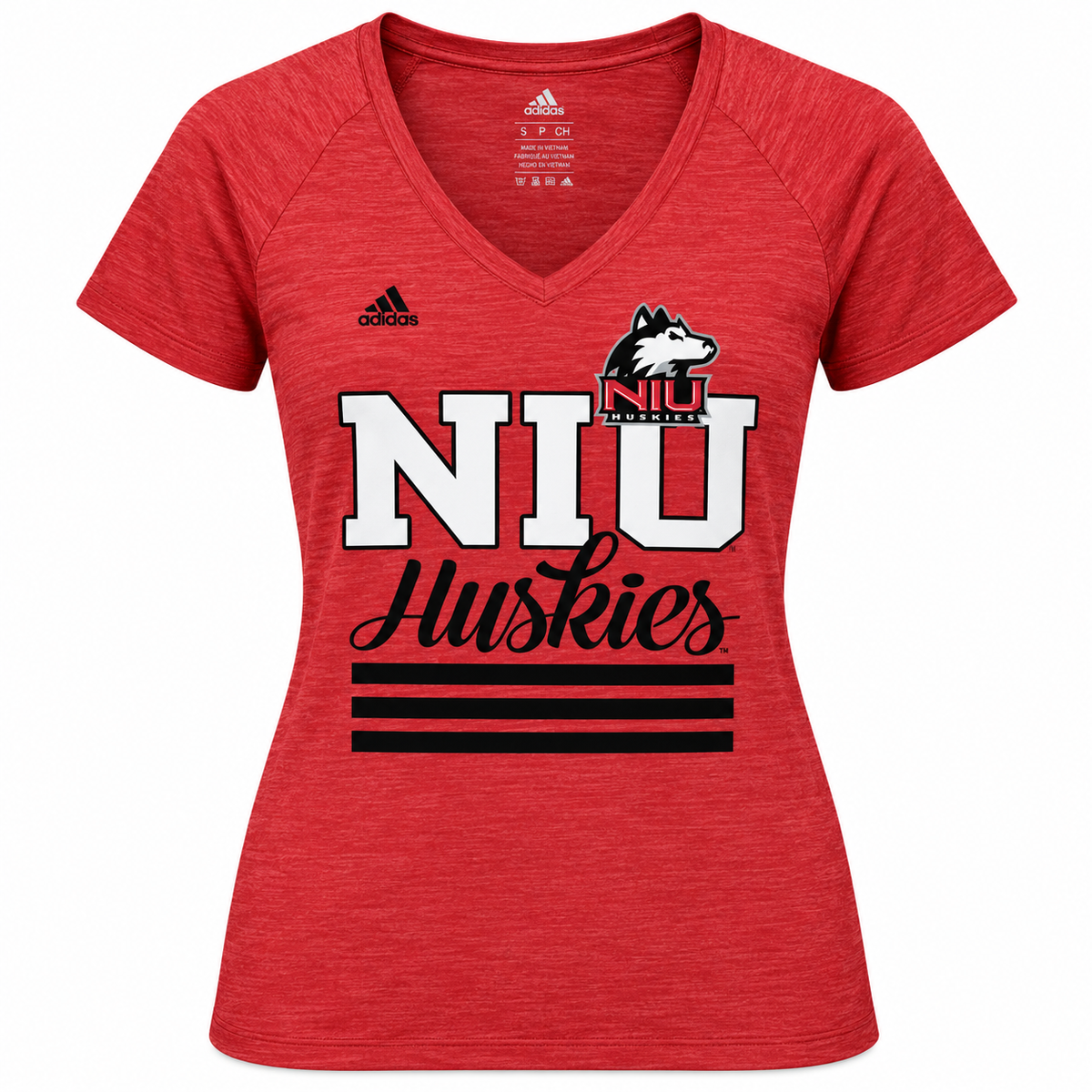 Womens NCAA Northern Illinois University Huskies Red adidas Heathered Tri-Blend Tee