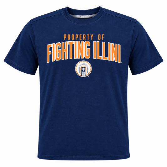 Youth Illinois Fighting Illini Illiniwek NCAA Property Of Navy Tee