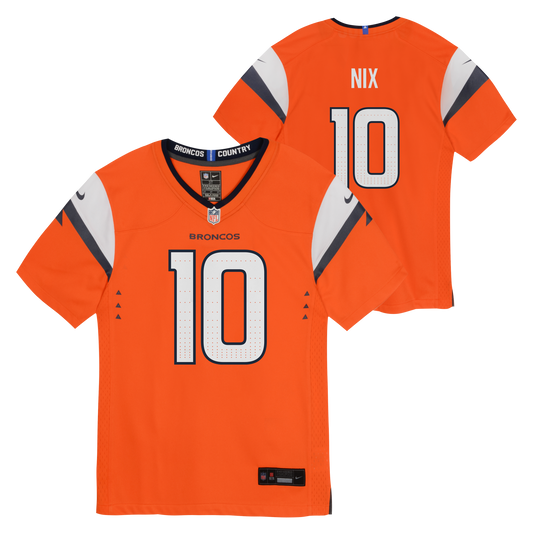 Child Denver Broncos Bo Nix Orange Home Nike Game Jersey - Pro Jersey Sports