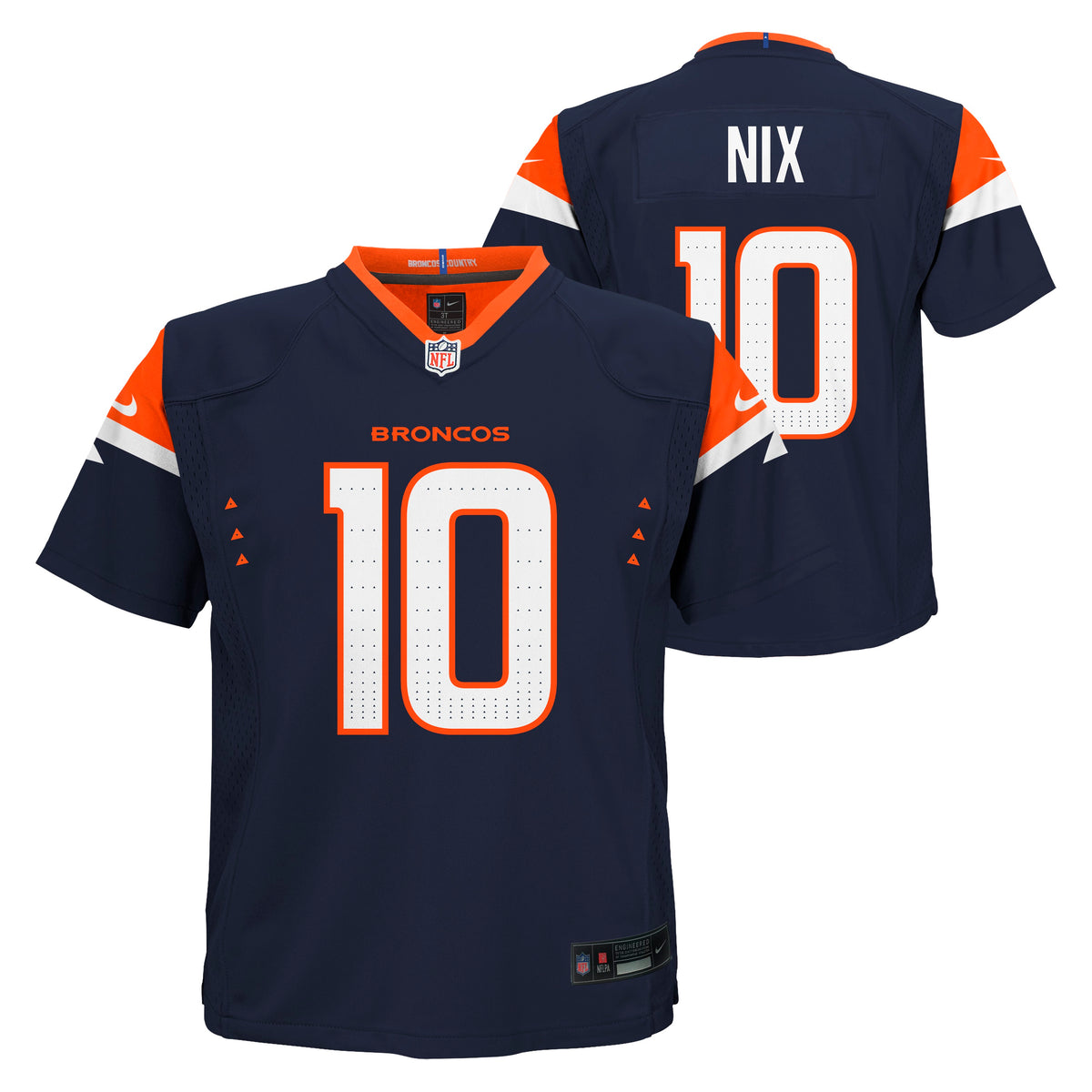 Kids Denver Broncos Bo Nix Nike Navy Game Child Team Jersey