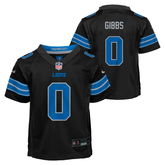 Kids Detroit Lions Jahmyr Gibbs Nike Black Alternate Child Game Jersey