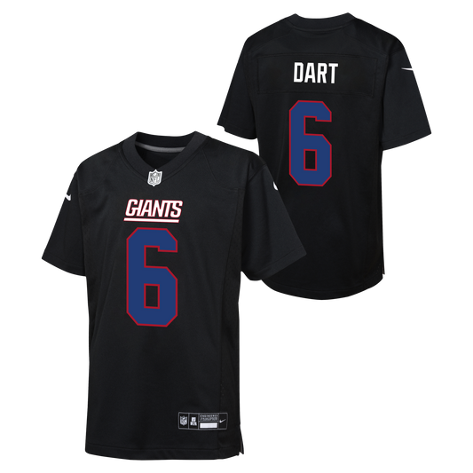 Youth Jaxson Dart New York Giants Alternate Black Nike Game Jersey - Pro Jersey Sports