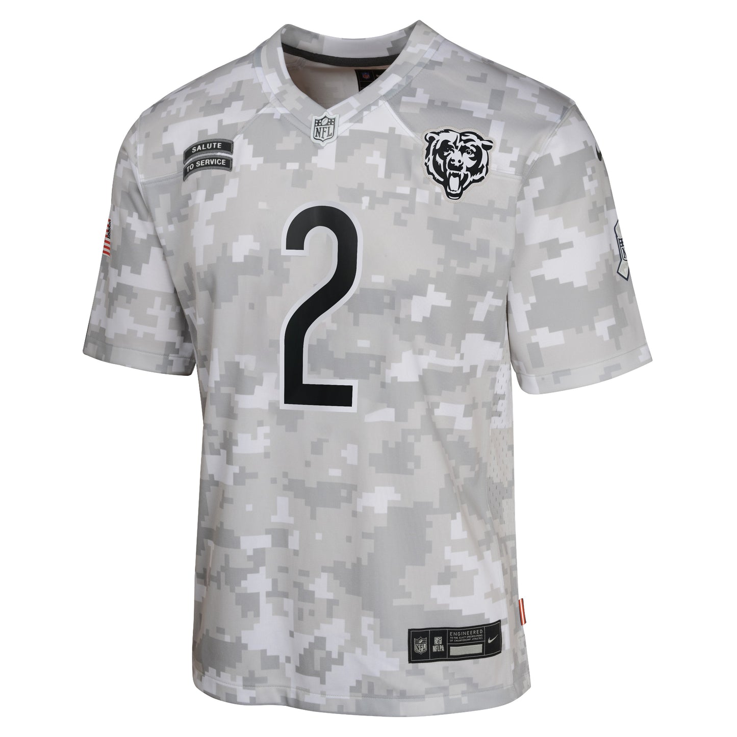 Youth DJ Moore Chicago Bears 2024 Salute To Service Arctic Camo Nike Game Jersey