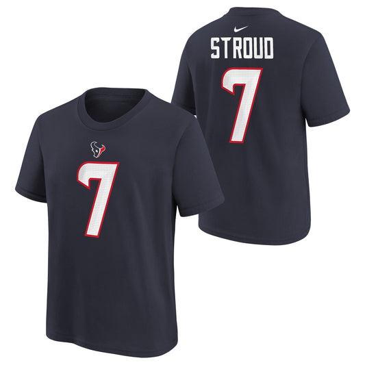 Youth CJ Stroud Houston Texans Nike Navy FUSE Name & Number T-Shirt