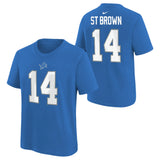 Youth Amon St. Brown Detroit Lions Nike Blue FUSE Name & Number T-Shirt - Pro Jersey Sports