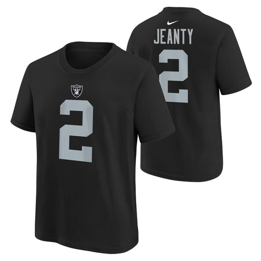 Youth Nike Ashton Jeanty Las Vegas Raiders Black Name & Number T-Shirt - Pro Jersey Sports