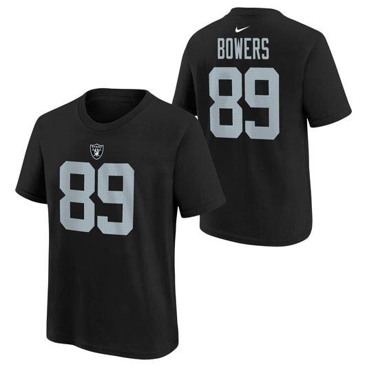 Youth Brock Bowers Las Vegas Raiders Nike Black FUSE Name and Number Tee - Pro Jersey Sports